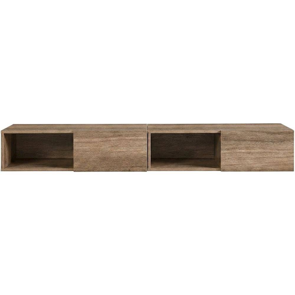 Alt View 3. FurniFact - Wall Mounted TV Stand in Black with Modern Floating Shelf Design for 75-Inch TVs - Brown.