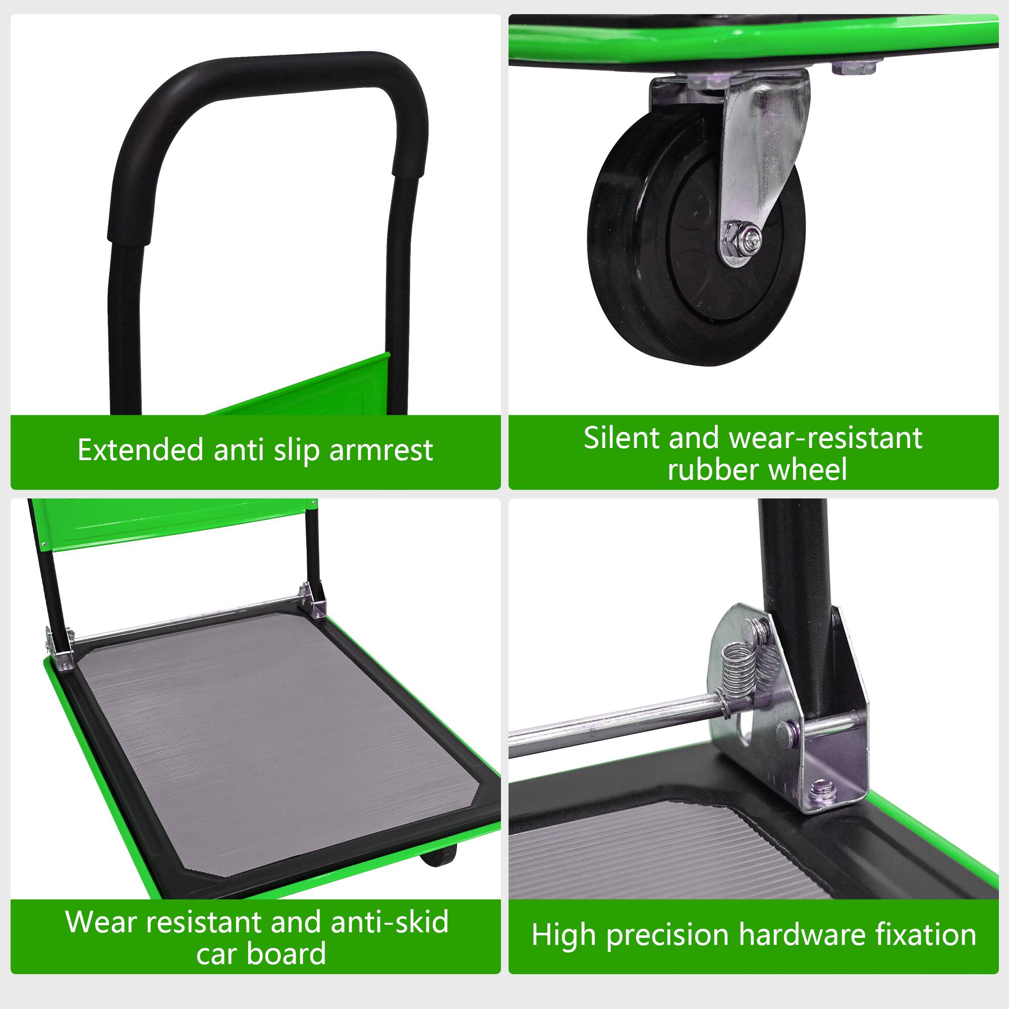Extended anti-slip armrest  
Silent and wear-resistant rubber wheel  
Wear-resistant and anti-skid car board  
High precision hardware fixation