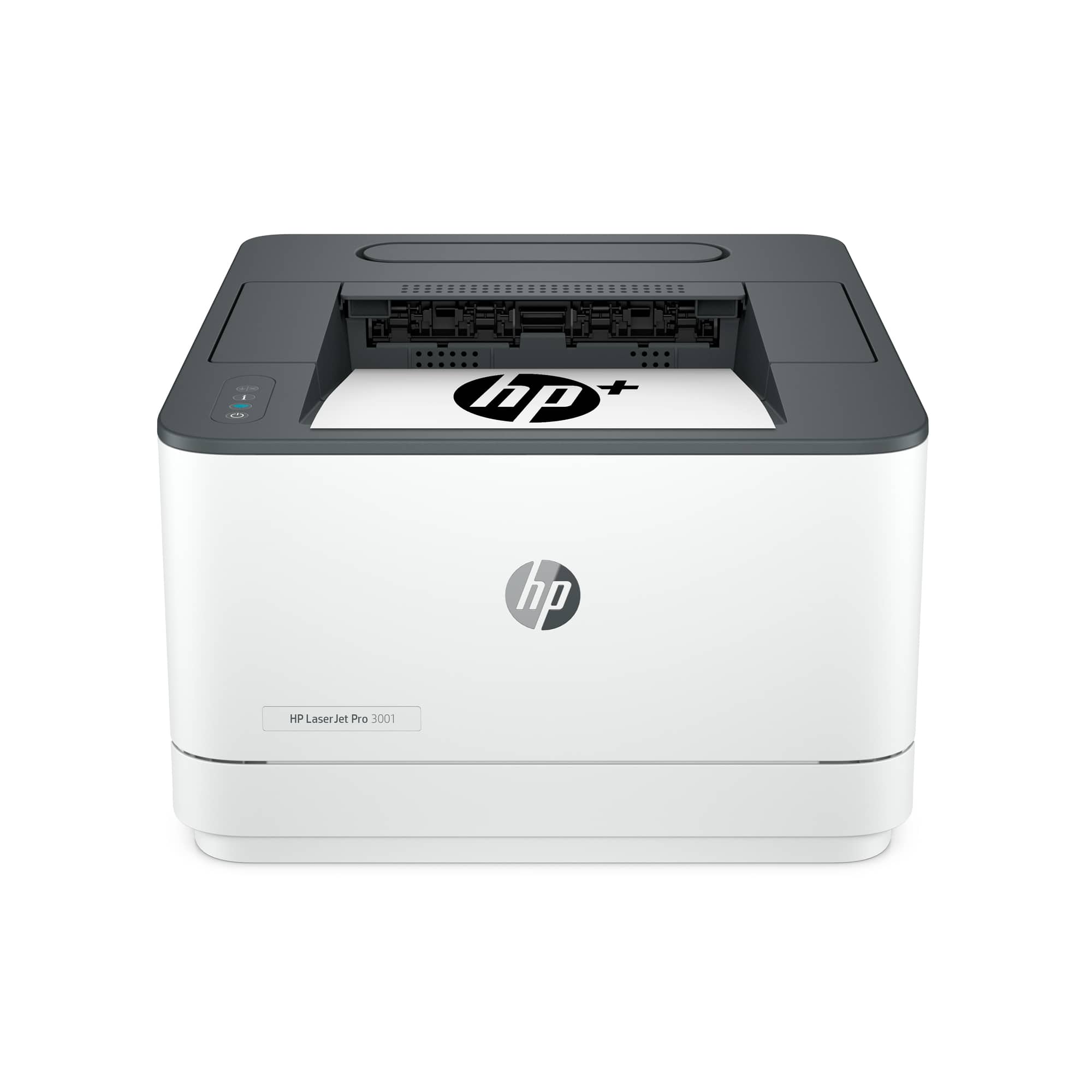 Front. HP - LaserJet Pro 3001dwe Wireless Black-and-White Laser Printer with 3 months of Instant Ink included with HP+ - White.