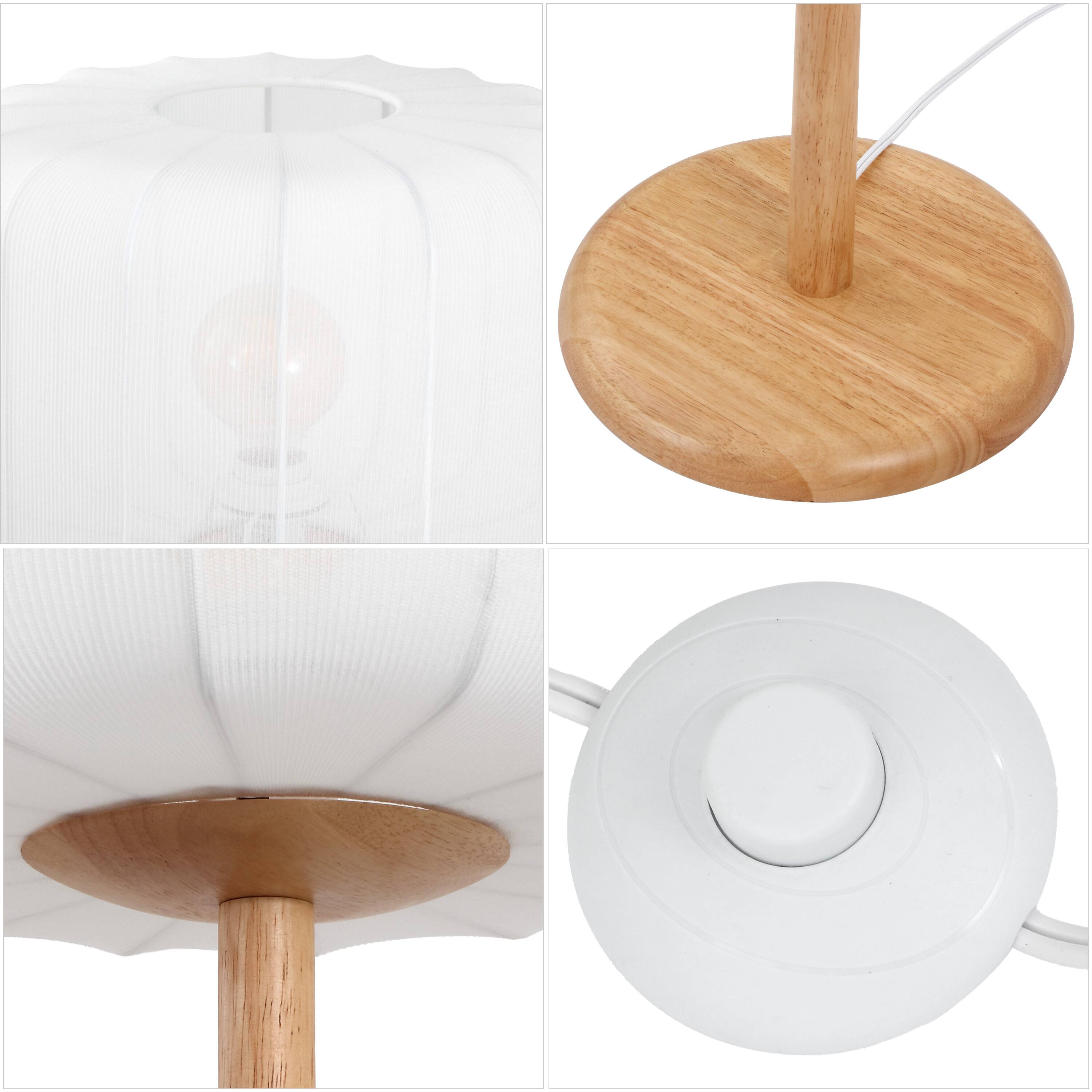 Alt View 4. Jonathan Y - Maryna 59.5 in. Minimalist Modern Teahouse Wood with Ribbed Cocoon Pumpkin Shade LED Floor Lamp, White/Light Brown - Light Brown Wood.