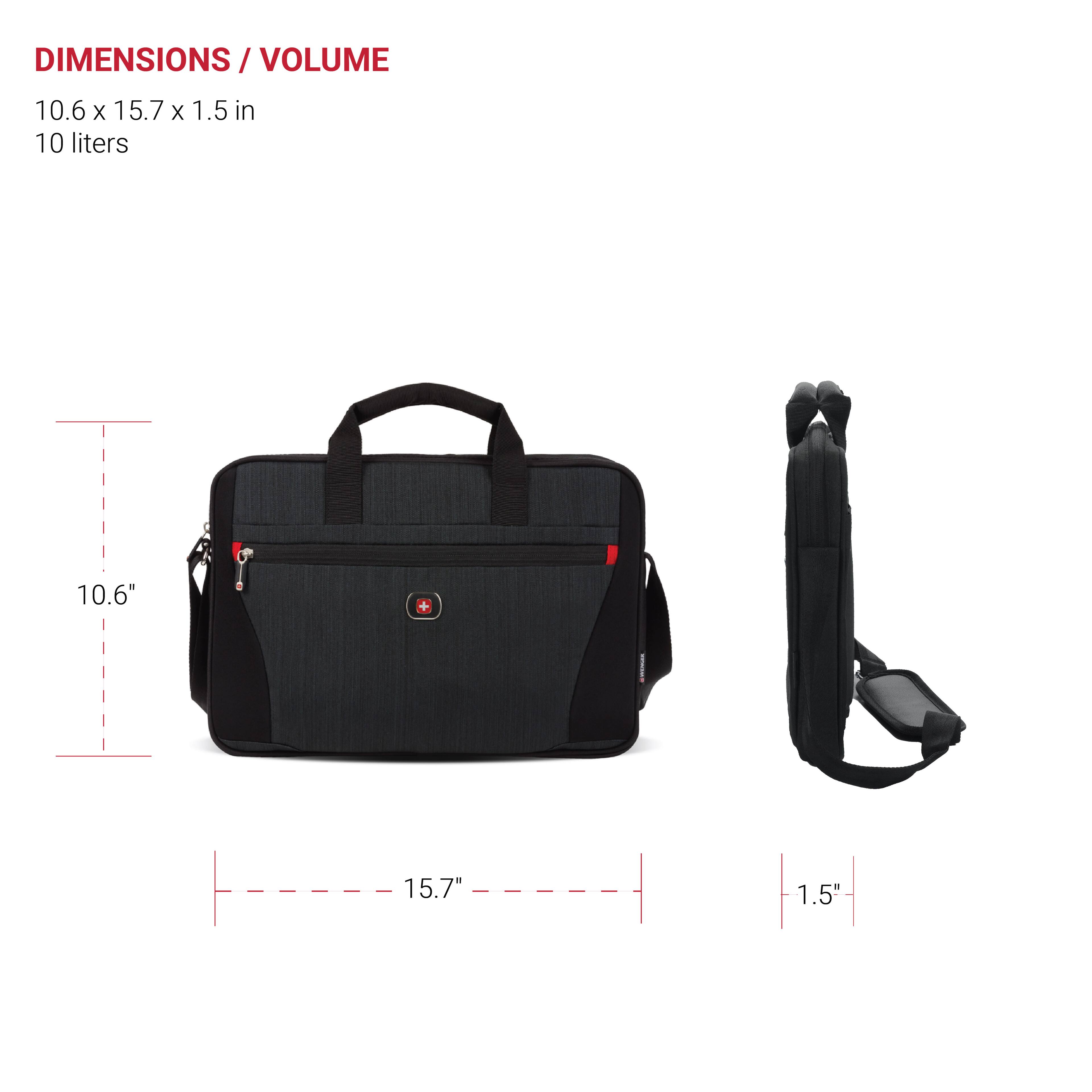 DIMENSIONS / VOLUME: 10.6 X 15.7 x 1.5 in / 10 liters / 10.6" + 15.7" 1.5"
