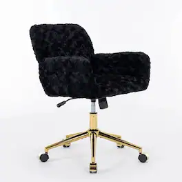Platinum-Level - Upholstered Office Chair with Adjustable Swivel Gold Base - Black