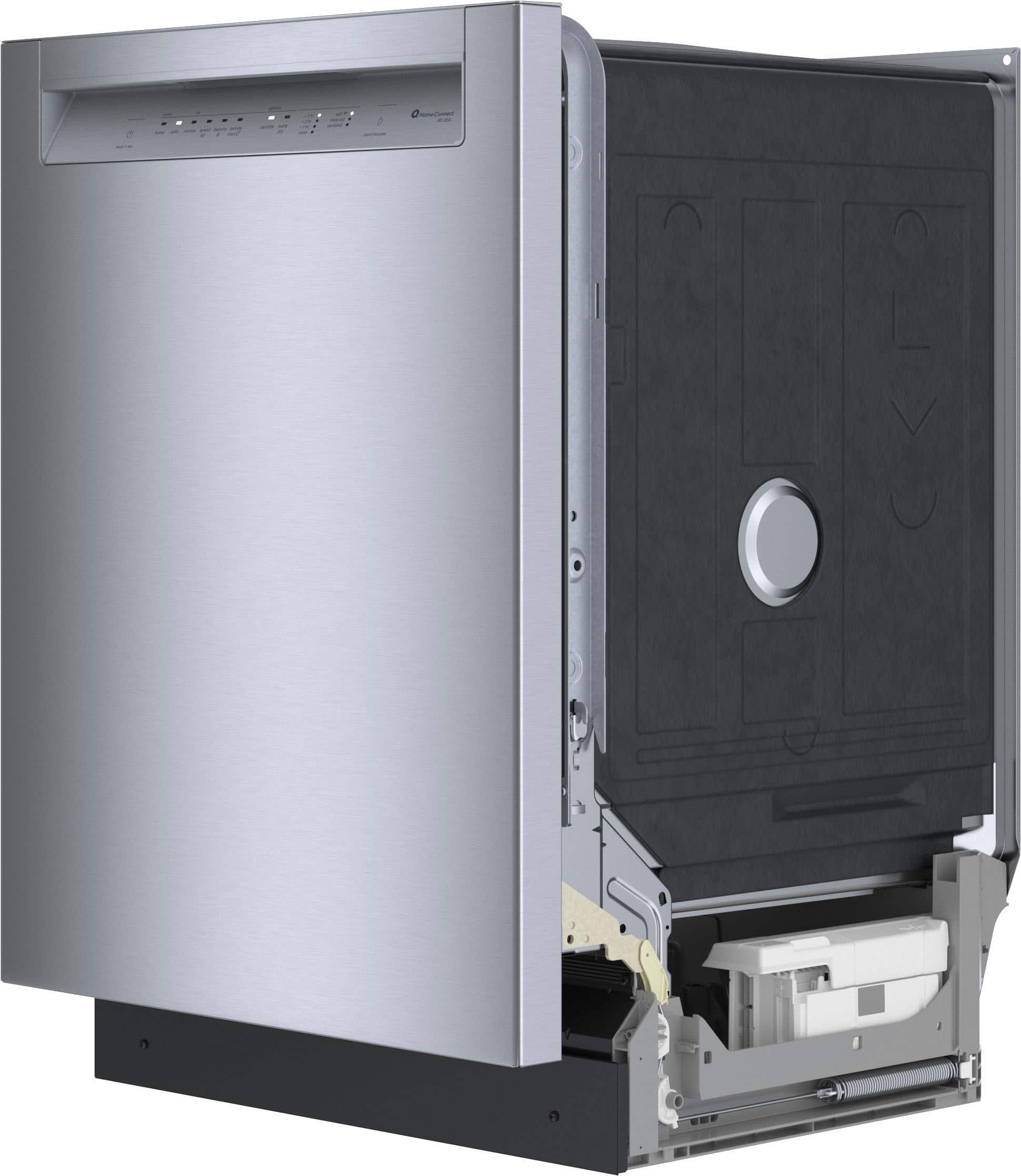 Left. Bosch - 300 Series 24" Front Control Smart Built-In Stainless Steel Tub Dishwasher with 3rd Rack, 48 dBA - Stainless Steel.