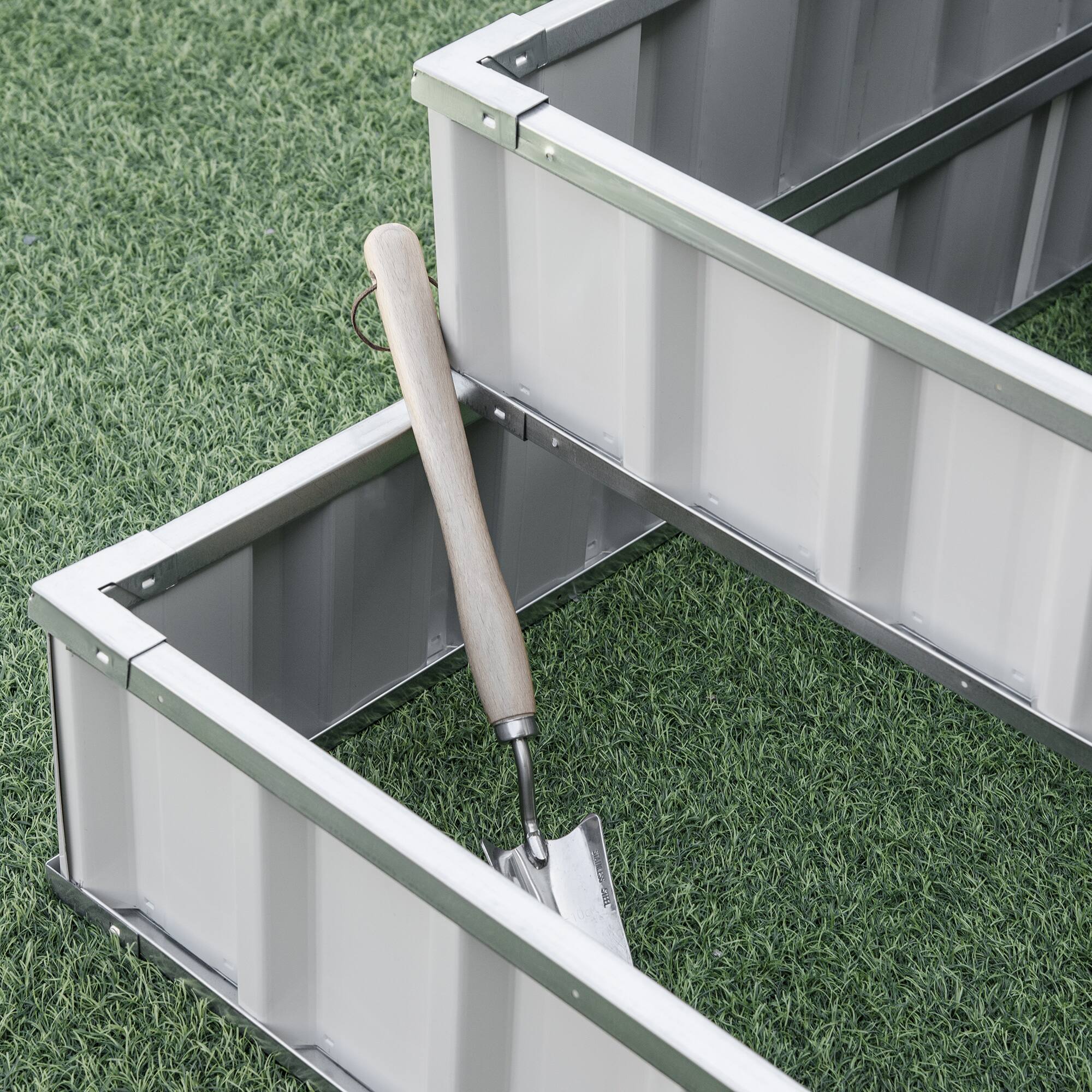 Alt View 4. Outsunny - Outsunny 3 Tier Raised Garden Bed Outdoor Metal Patio Planter Box with Gloves,  4' x 4' x 2' - White.