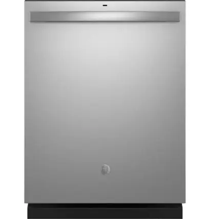 Front. GE - 24" Top Control Built-in Hybrid Stainless Steel Dishwasher with 3rd Rack, Bottle Jets, and 50 dBA - Stainless Steel.