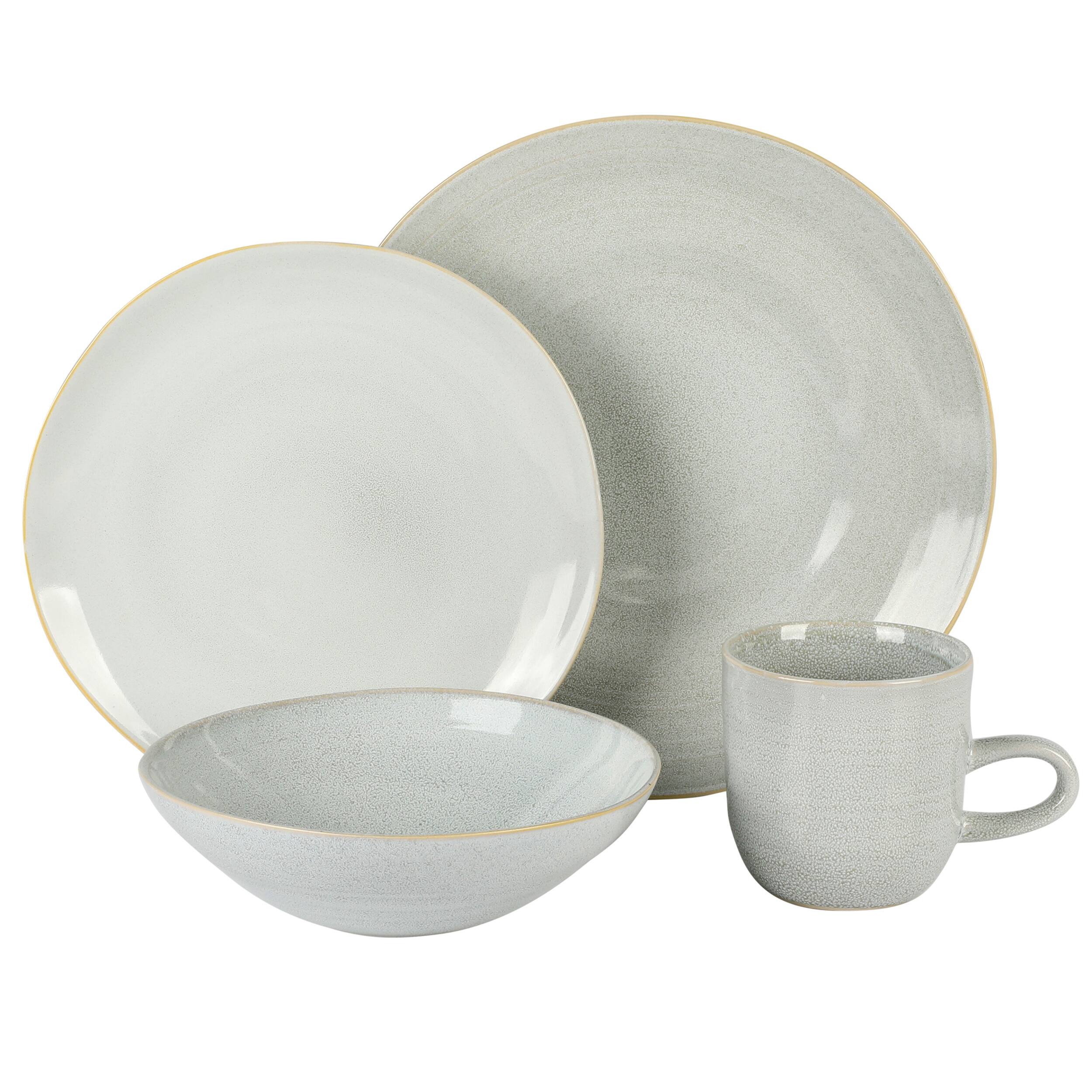 Alt View 1. Laurie Gates - Laurie Gates Ravenna 16 Piece Round Stoneware Dinnerware Set in Grey - Gray.