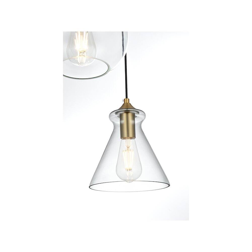 Alt View 4. Living District - Destry 18.5 Inch Pendant Clear Shade in Satin Gold - Satin Gold And Clear.