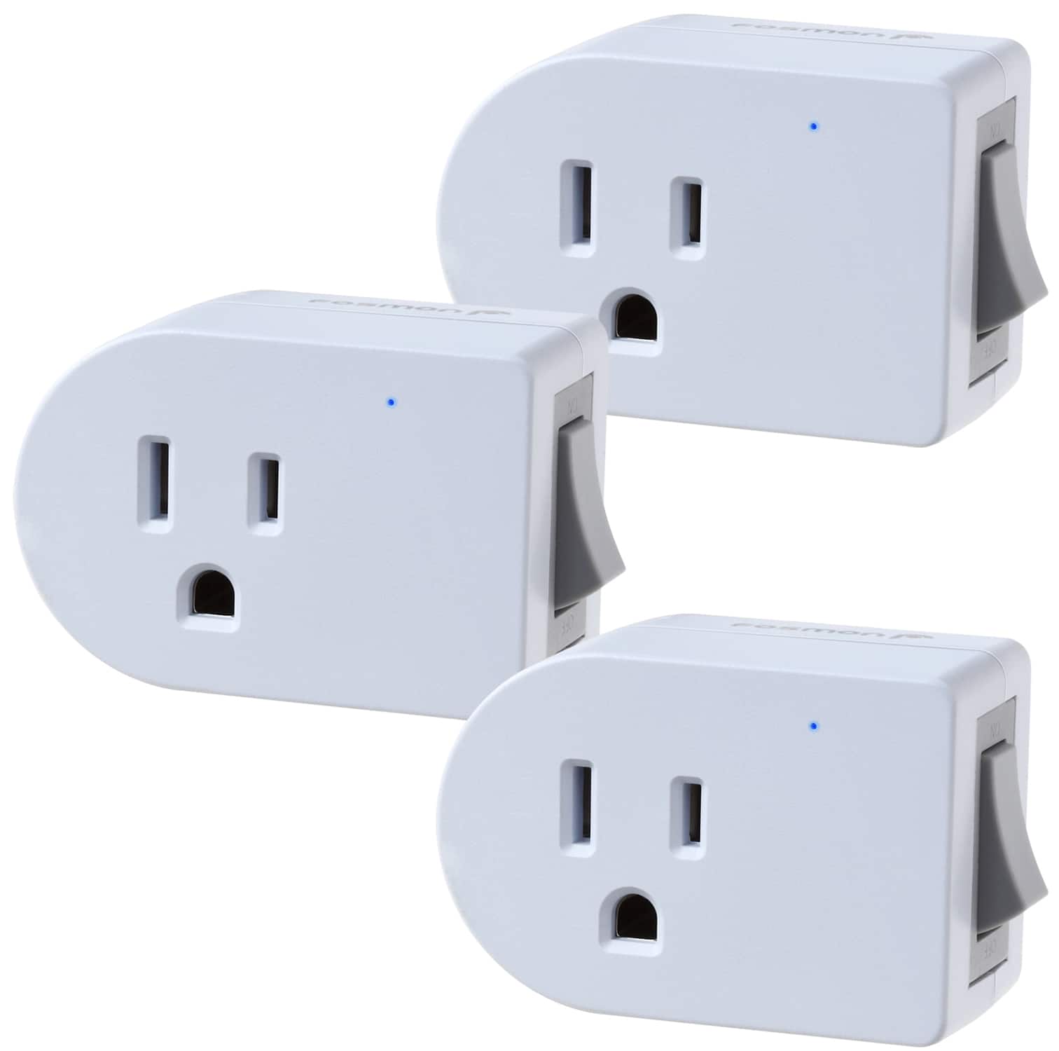 Fosmon - [ETL Listed] 3 Pack Outlet Adapter Surge Protector 245J, Portable Power Adapter Plug with Power Switch Circuit Breaker - White