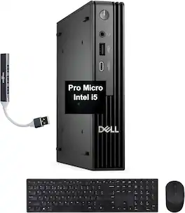Dell - Pro Micro QCM1250 Mini Desktop (i5-14500T, 16GB, 512GB SSD, Intel UHD 770, Win 11 Pro) w/USB Hub - Black