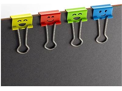 Alt View 5. Officemate - Smiling Face Small Binder Clips, 0.38" Capacity, Assorted Colors, 42 Clips/Pack - Assorted Colors.