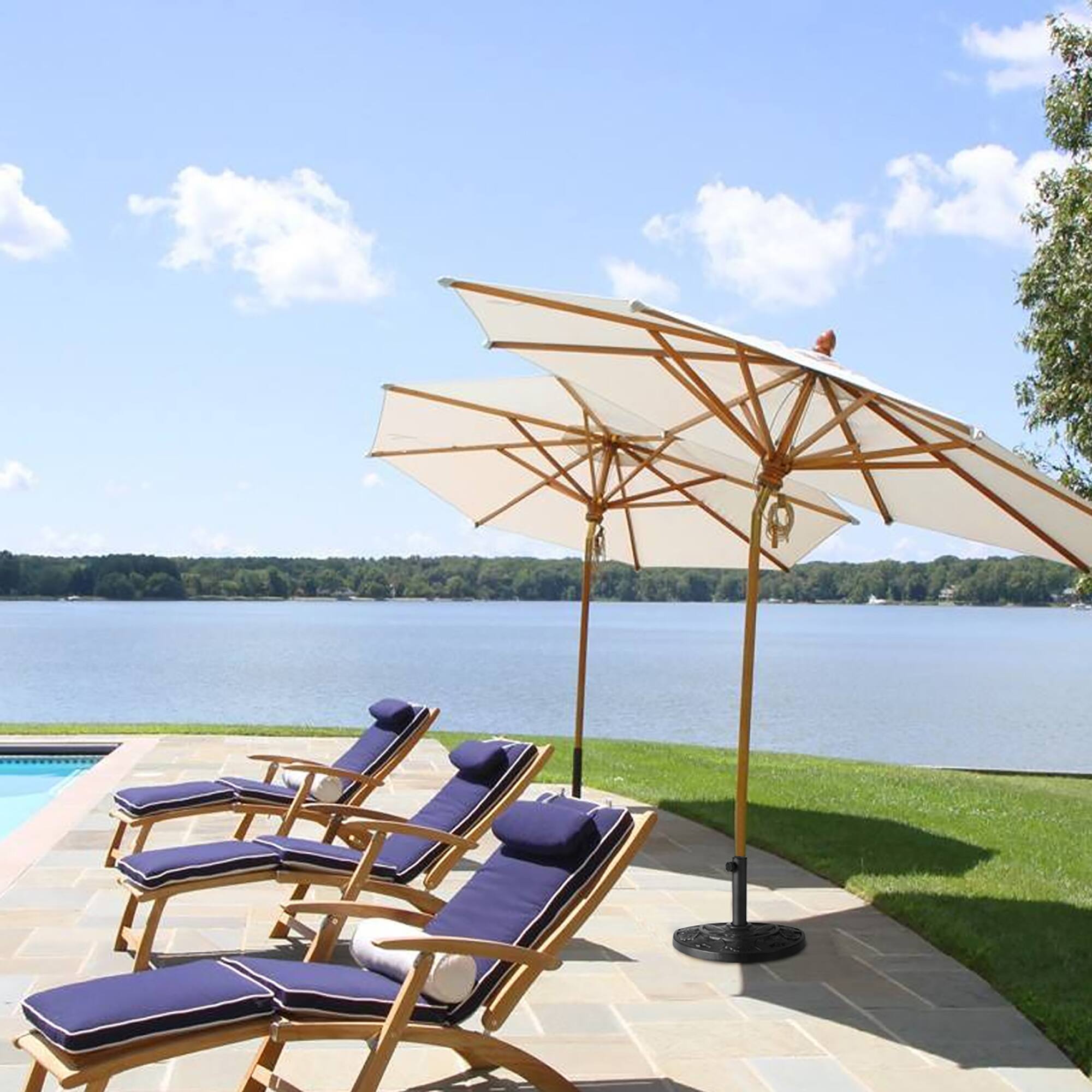 Alt View 3. Costway - Costway 20" Outdoor Patio Half Round Umbrella Base Stand Resin Deck Table Sun Shade - Black.