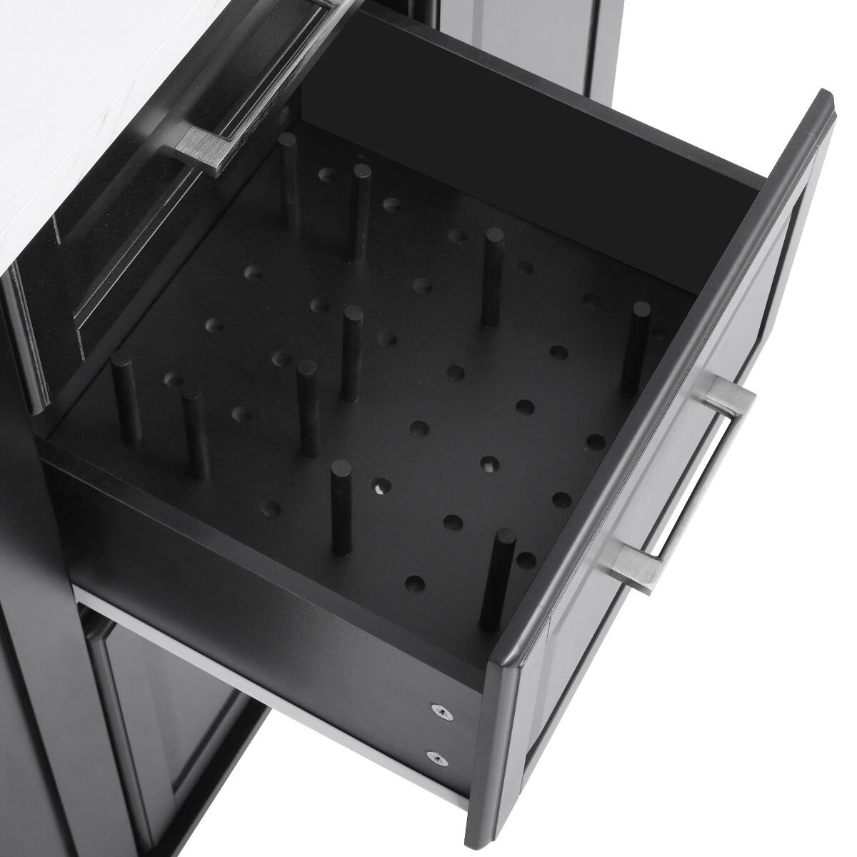 Left. Loheer - Loheer Kitchen Island with Tilt Trash Can Cabinet Drop Leaf Black - Black.