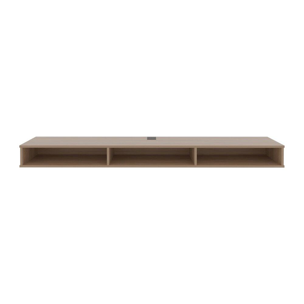 Front. TuHome - Luft 71" Wide Floating Tv Stand Natural Oak MDF - Brown.
