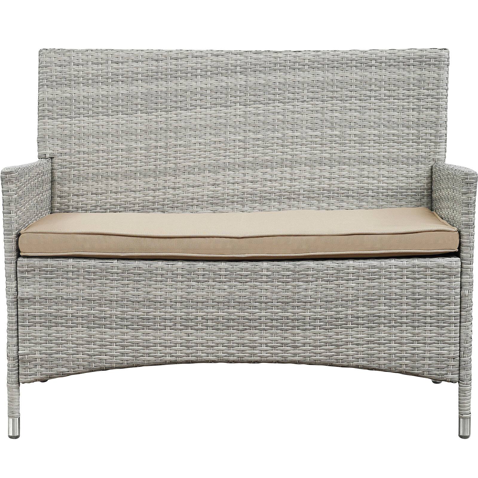 Alt View 8. Modway - Bridge 4 Piece Outdoor Patio Patio Conversation Set by Modway - Light Gray Beige.