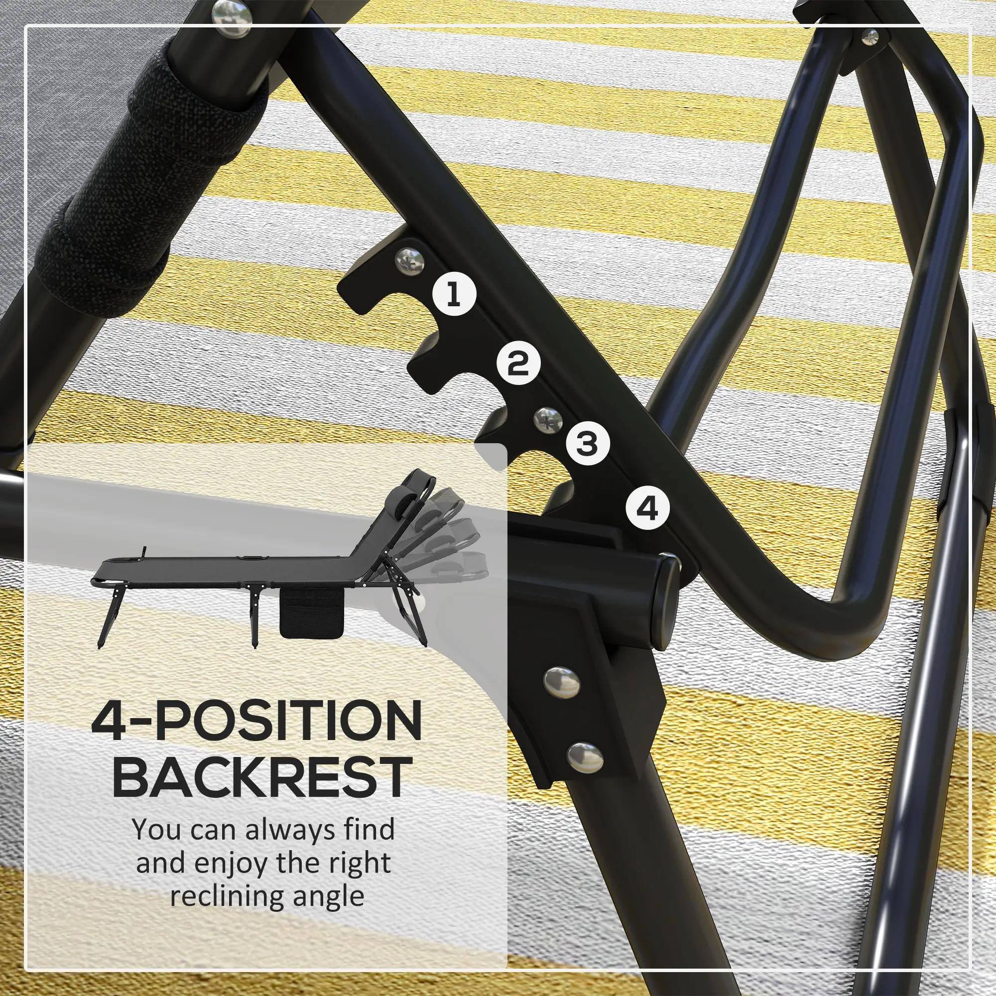 1 2 3 4 4-POSITION BACKREST You can always find and enjoy the right reclining angle