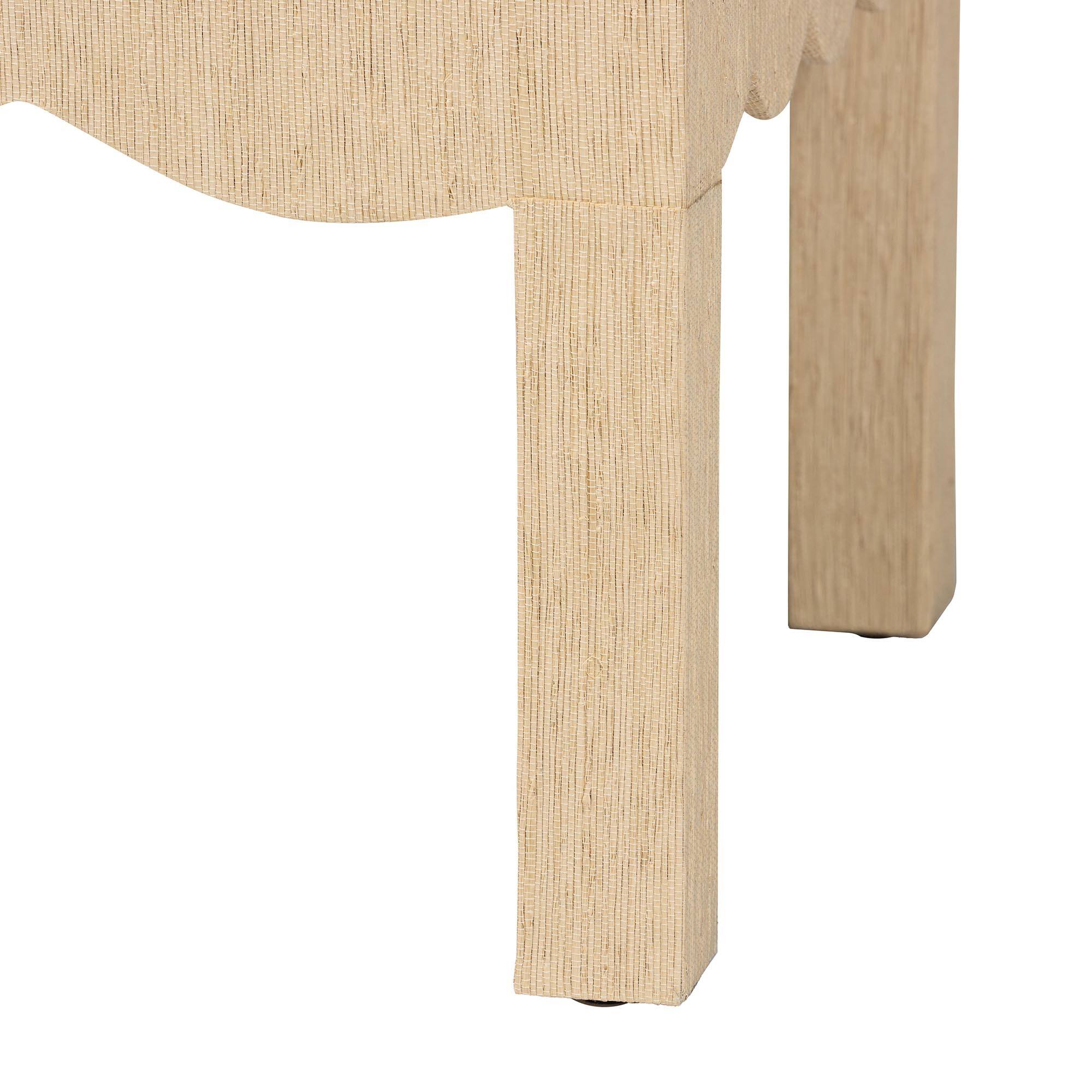 Alt View 1. bali & pari - bali & pari Mason Natural Grasscloth Coffee Table - Rectangular Accent Table with Scalloped Apron - Beige.