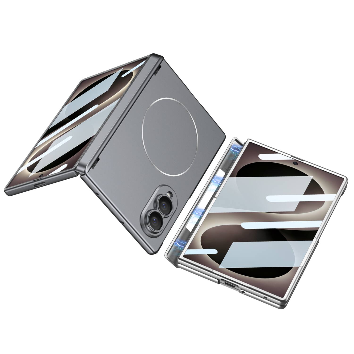 Alt View 1. Dteck - Slim Mag Safe Case For Samsung Galaxy Z Fold8,Built-in Screen Protector Shockproof Rugged Cover + Magnetic Hinge - Titaniumgray.