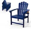 Front. Winado - Plastic Folding Adirondack Chair with Cup Holder Comfortable for Outdoor Garden Pool Patio Lounge Chair Lawn Furniture - Navy Blue.
