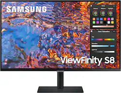 Samsung - Viewfinity 32" S8 (S80PB) UHD 4K Monitor with IPS Panel and Tilt Stand (USB, HDMI, DisplayPort) - Black - Front_Zoom