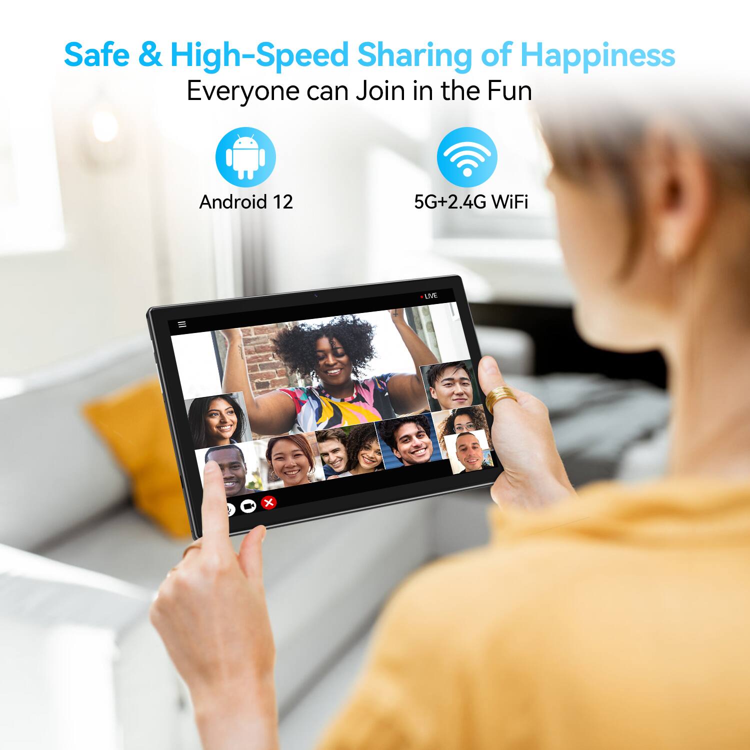 Safe & High-Speed Sharing of Happiness, Everyone can Join in the Fun, Android 12, 5G+2.4G WiFi, UME x
