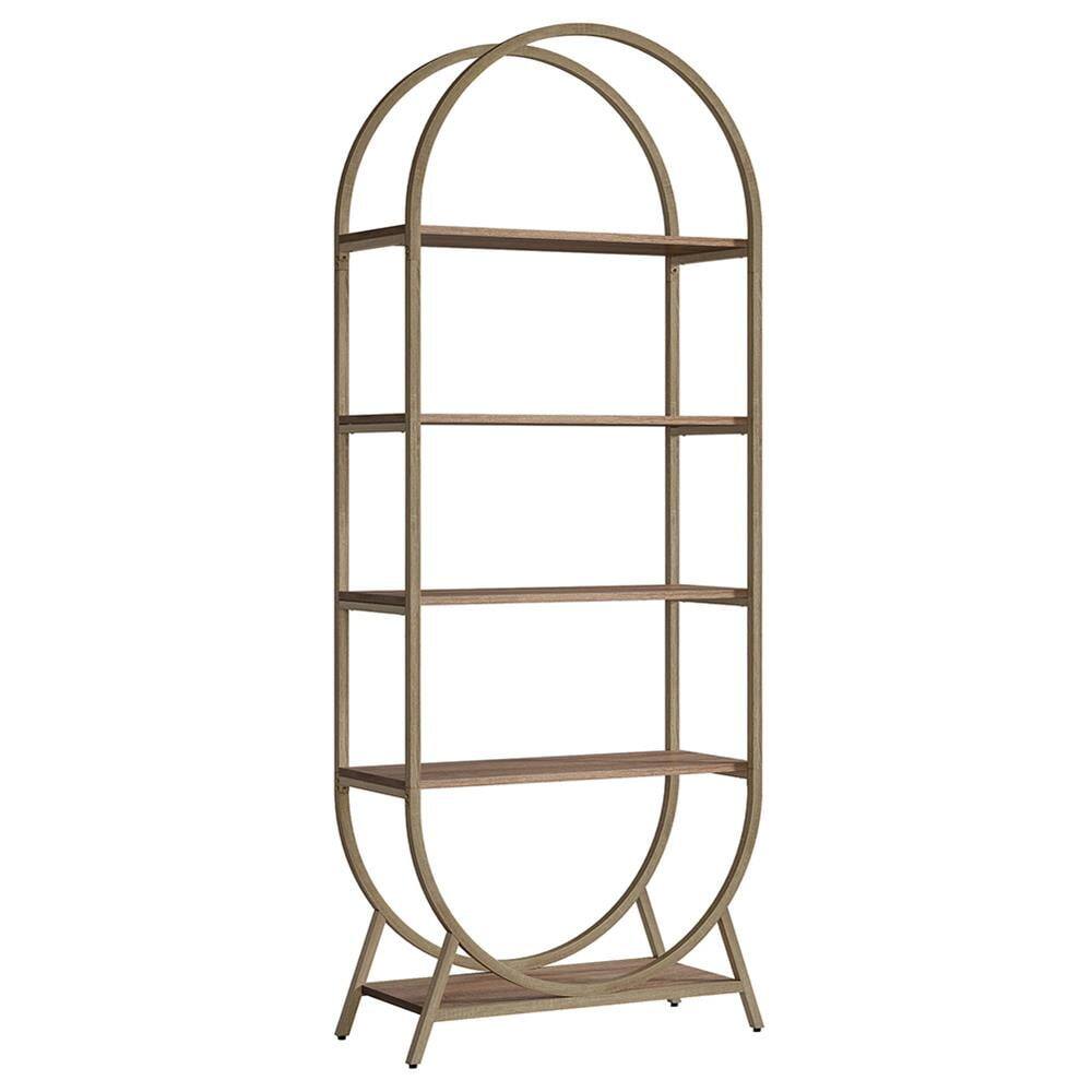 Front. Kadyn - Kadyn Bookshelf, Storage Shelf, Bookcase,5-Tier Bookshelf, 70.8" Open Bookcase Arched Display Rack,Oak - Oak.
