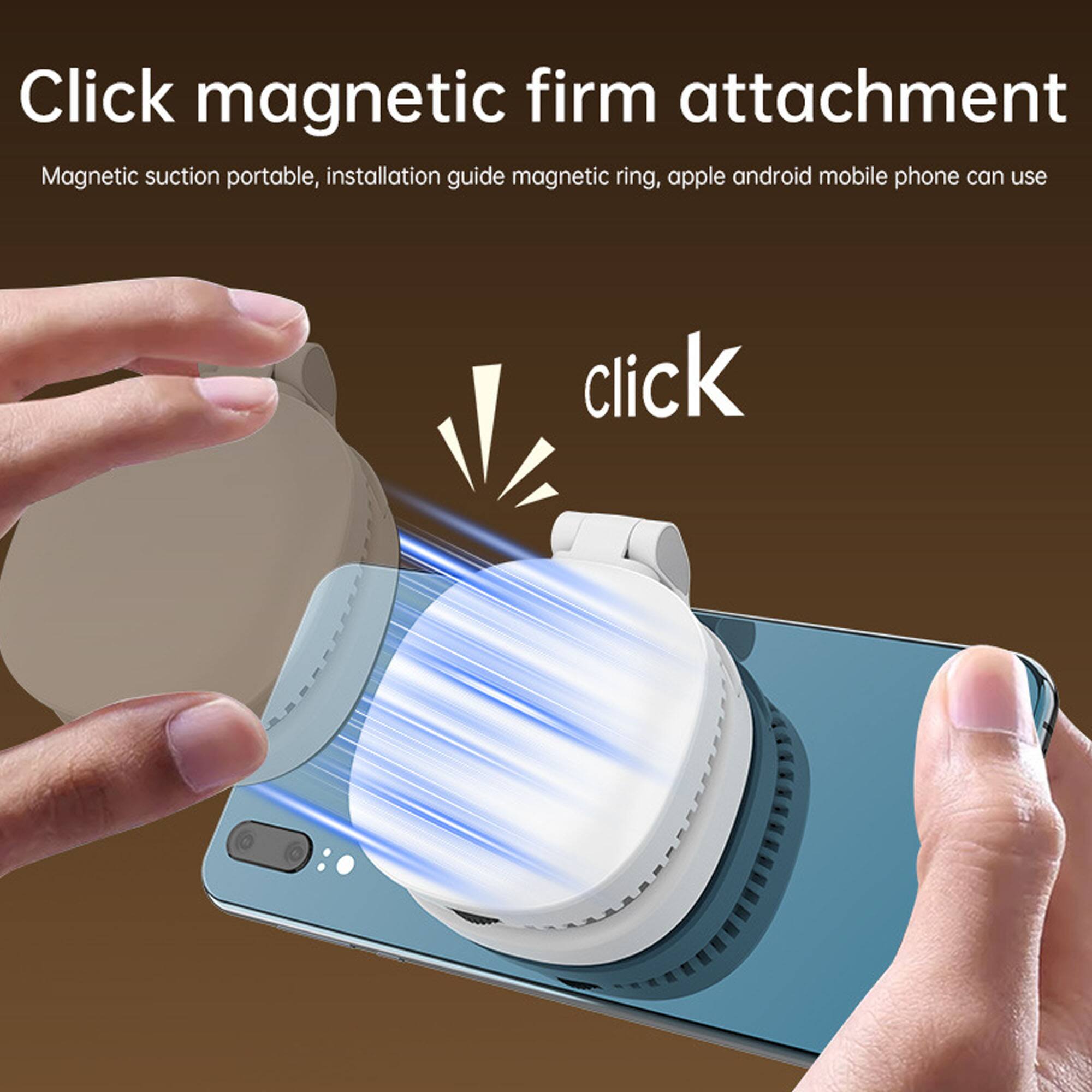 Click magnetic firm attachment  
Magnetic suction portable, installation guide magnetic ring, apple android mobile phone can use