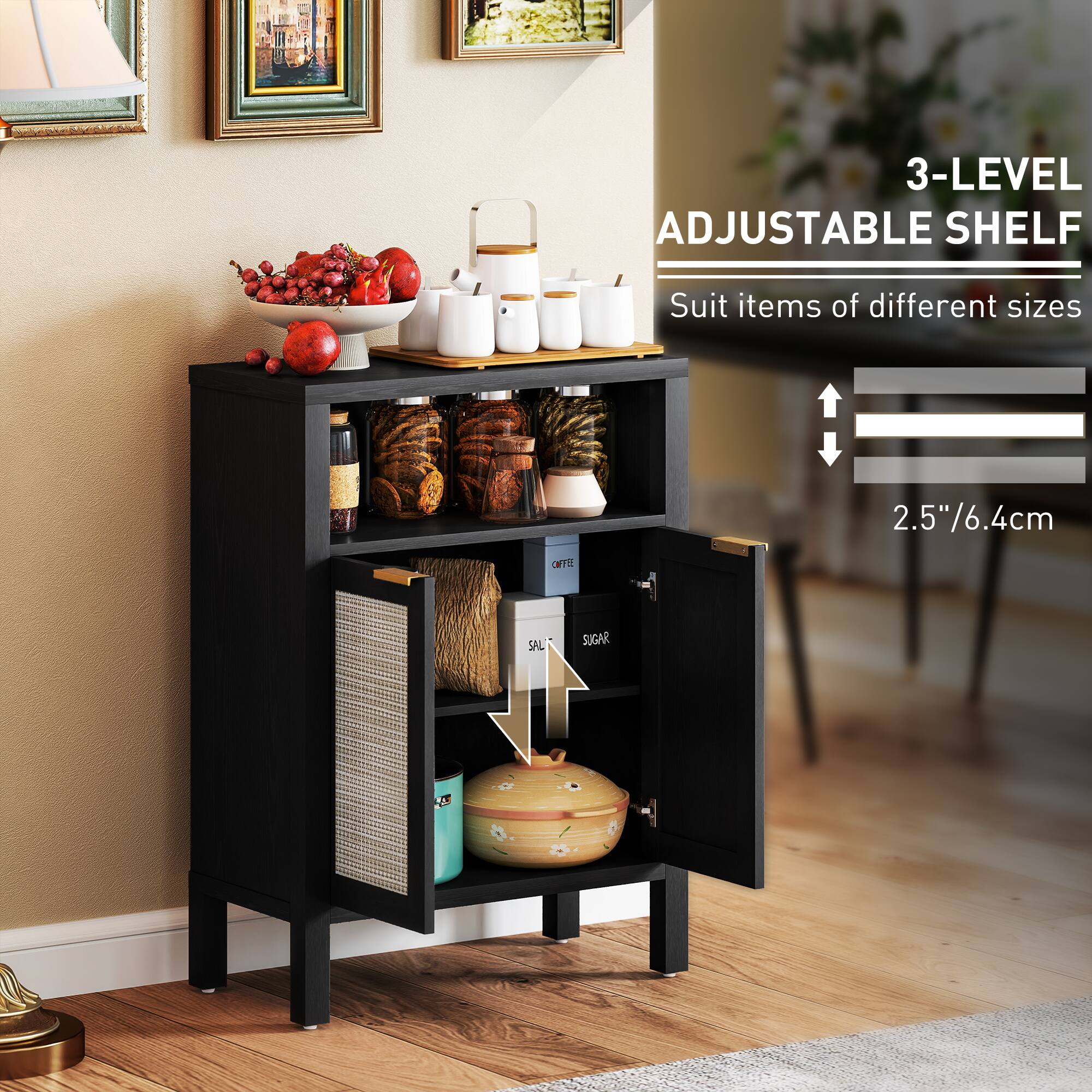 3-LEVEL ADJUSTABLE SHELF Suit items of different sizes 2.5"/6.4cm OTH SAL SUGAR