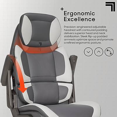 Ergonomic Excellence

Precision-engineered adjustable headrest with contoured padding delivers superior head and neck stabilization. Sleek flip-up padded armrests optimize space and promote a refined ergonomic posture.