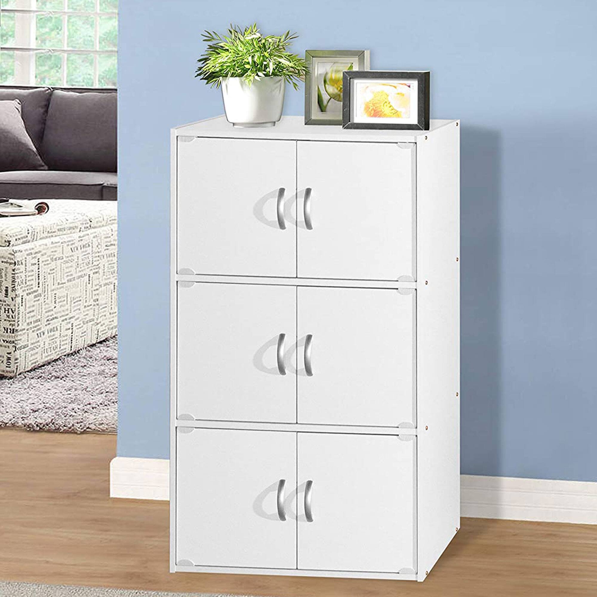 Alt View 2. Hodedah - Hodedah 6 Door Enclosed Multipurpose Storage Cabinet for Home & Office, White - White.