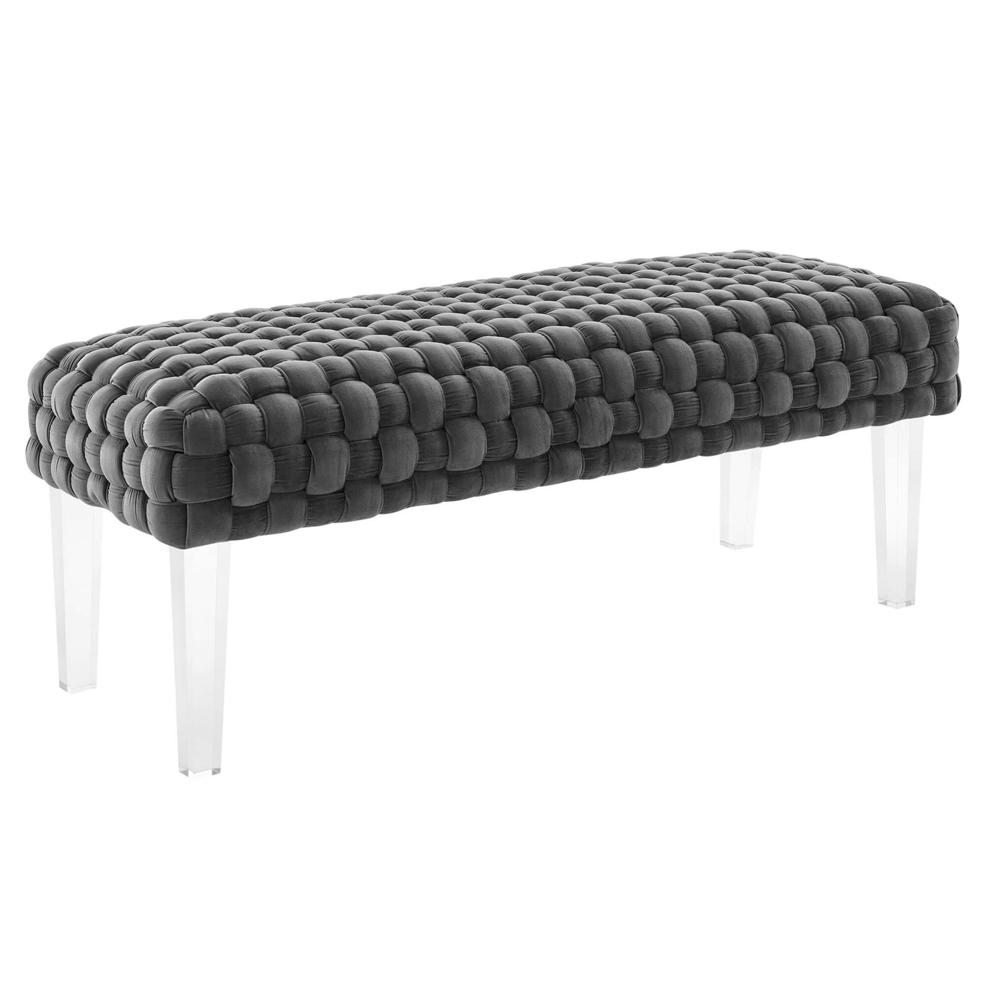 Angle. Modway - Prologue Woven Performance Velvet Ottoman by Modway - EEI-5037-GRY.