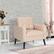 Angle. Costway - Modern Accent Upholstered Single Sofa Chair with 2-Side Pockets - Beige.