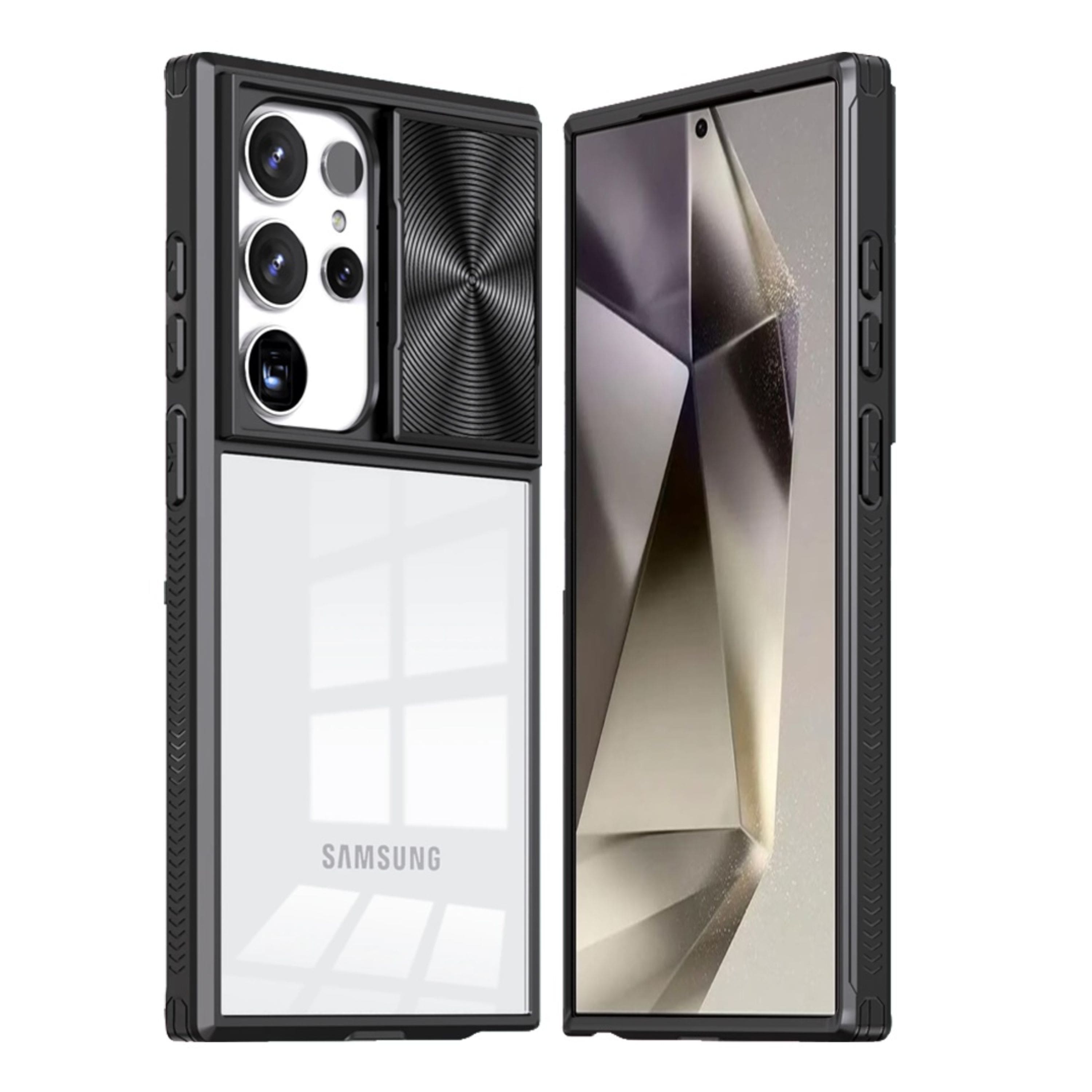 Kitcheniva - Clear Hybrid Rear Lens Sliding Phone Case With Tempered Glass For Samsung Galaxy S25 Ultra - Black price history on PriceWatchPro