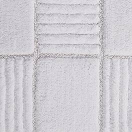 Knightsbridge - Checkerboard Bath Rug - 21 x 34 Inches - Non-Skid Cotton Rug - White