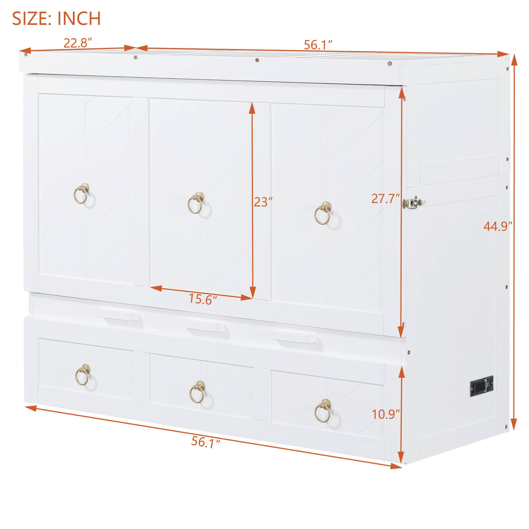 SIZE: INCH

- 22.8"
- 56.1"
- 23"
- 27.7"
- 44.9"
- 15.6"
- 10.9"
- 56.1"