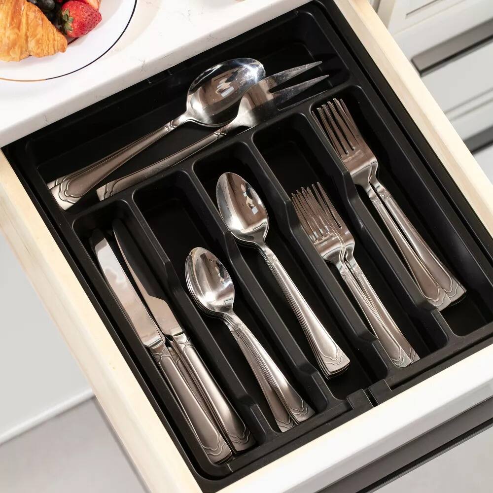 Alt View 1. Luminuxe - Expandable Silverware and Utensil Drawer Organizer with 8 Compartments – Space-Saving Kitchen Storage,.