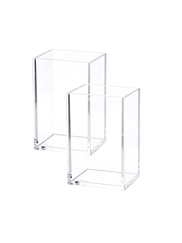 Front. Vulpecula Spade - 2 Pack Clear Acrylic Pencil Pen Holder Cup, Makeup Brush Holder Acrylic Desk Accessories.