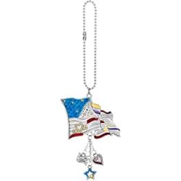 Ganz - Multi Color Americana Flag Car Charm 7.5 with Chain - Silver