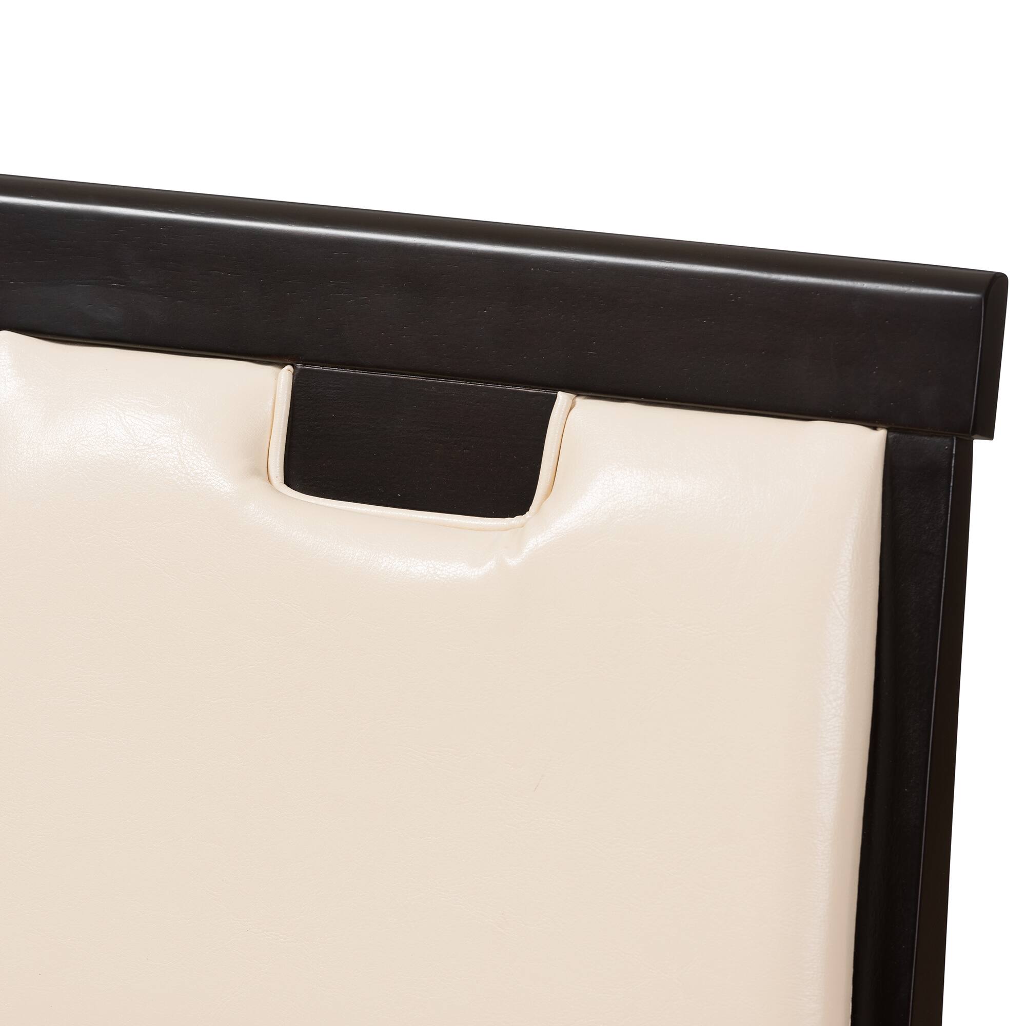 Back. Baxton Studio - Set of 2 Evelyn Modern Faux Leather Upholstered and Finished Dining Chairs - Beige/Dark Brown.