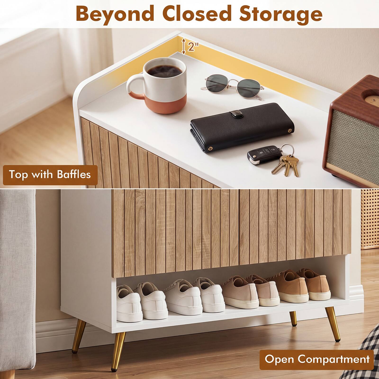 Beyond Closed Storage 2" D Top with Baffles Open Compartment