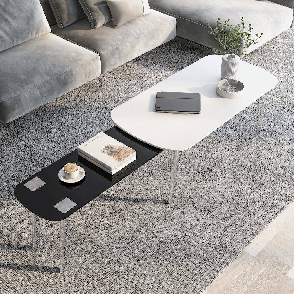 Alt View 4. Furniture of America - Jax Wood Nesting Coffee Table in White and Black - White.