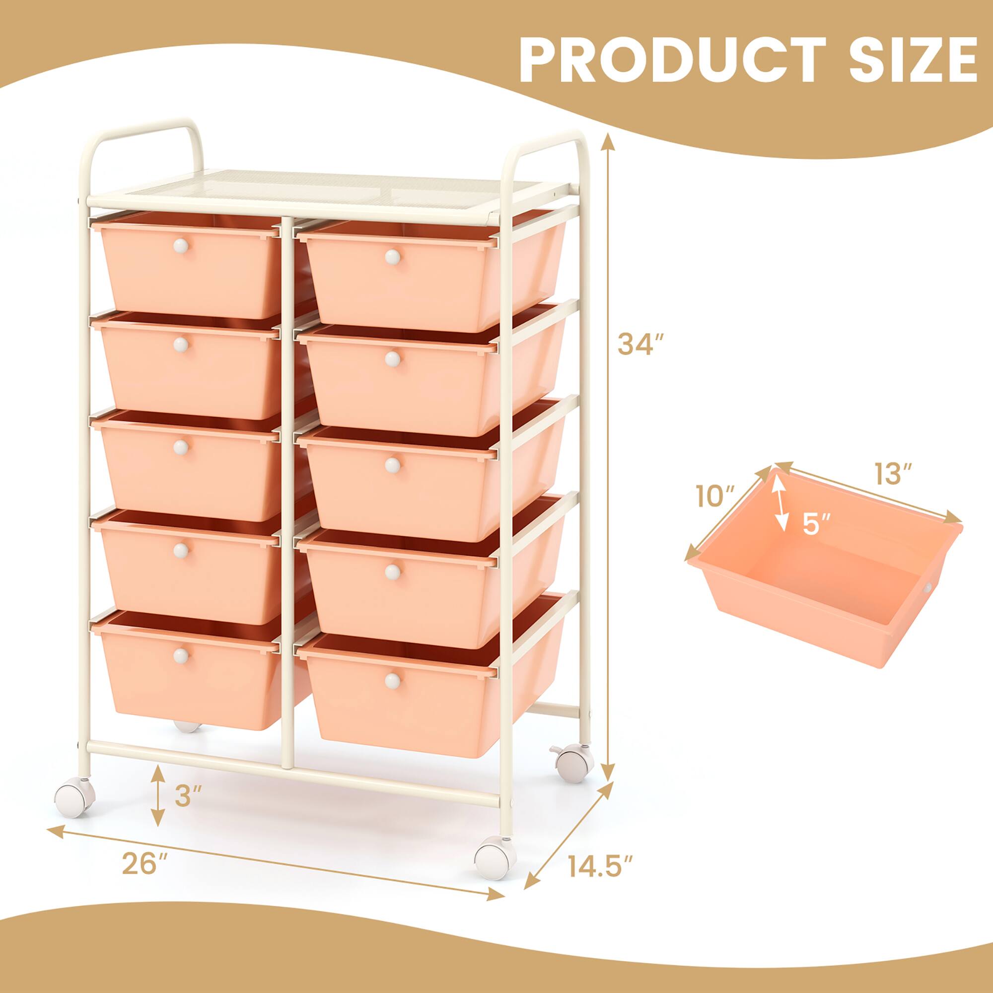 PRODUCT SIZE

- Height: 34"
- Width: 26"
- Depth: 14.5"
- Drawer Size: 10" x 13" x 5"
- Shelf Size: 10" x 13"
