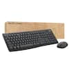 The image features a black keyboard and mouse combo for business use. The keyboard is designed for the MK370 COMBO for Business, and it is accompanied by a mouse. The keyboard and mouse are placed on a wooden box, which is likely the packaging for the product. The keyboard has a compact design, making it suitable for business use.