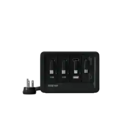 Gitryin - 8-Outlet Desktop Charging Station with 4 Retractable PD Chargers - Black