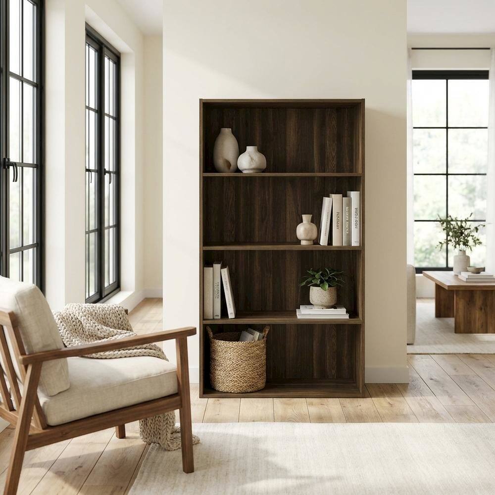 Left. FurniFact - Wooden bookcase with minimalist design - Columbia Walnut.