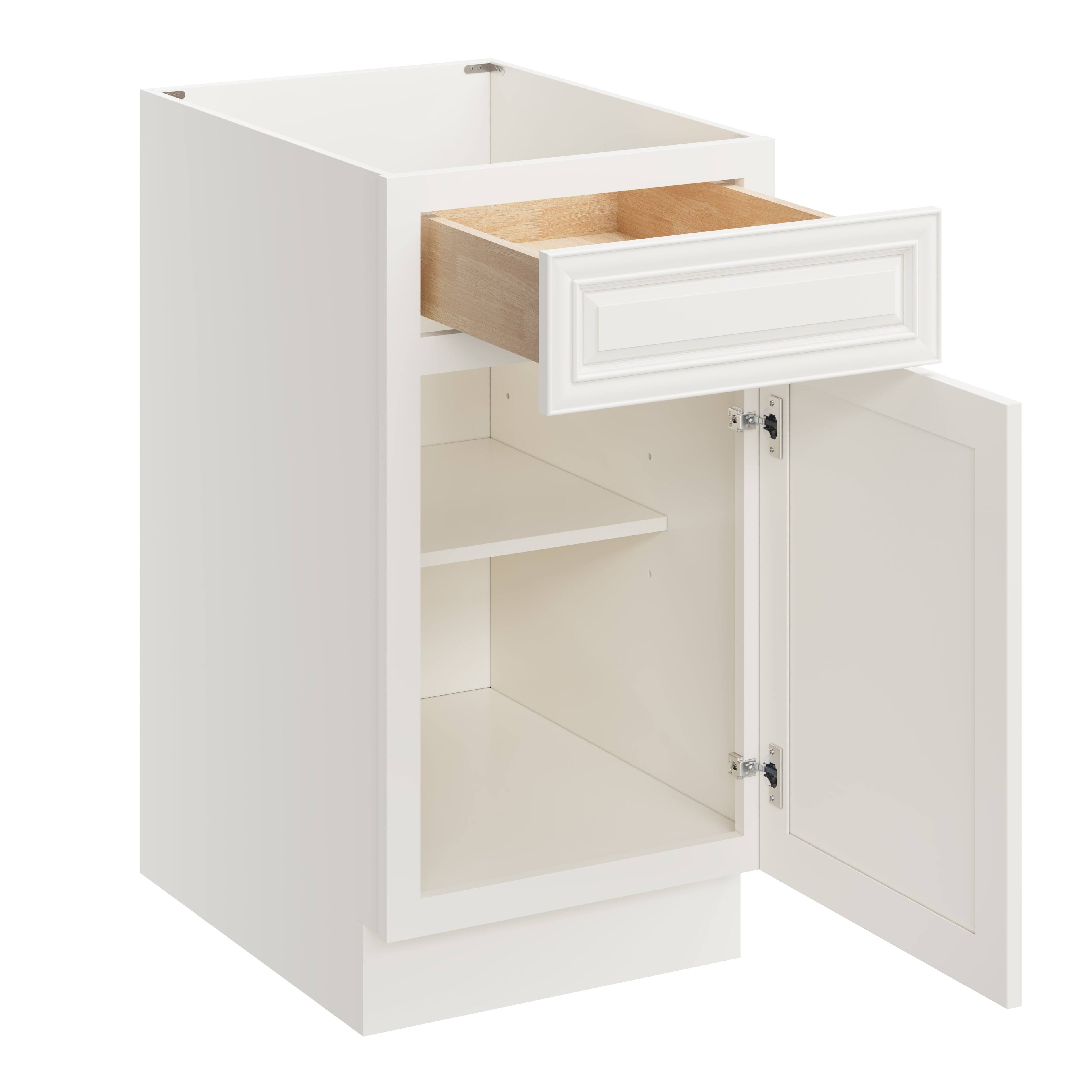 Alt View 1. Boyel Living - 18 Inch Pearl White Kitchen Base Cabinet with Soft Close Hinges - Pearl White.