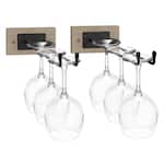 Sorbus - Wall Mounted Wine Glass Stemware Rack Set - Wire & Wood Wine Rack Wall Mounted for Wine Glasses - Gray