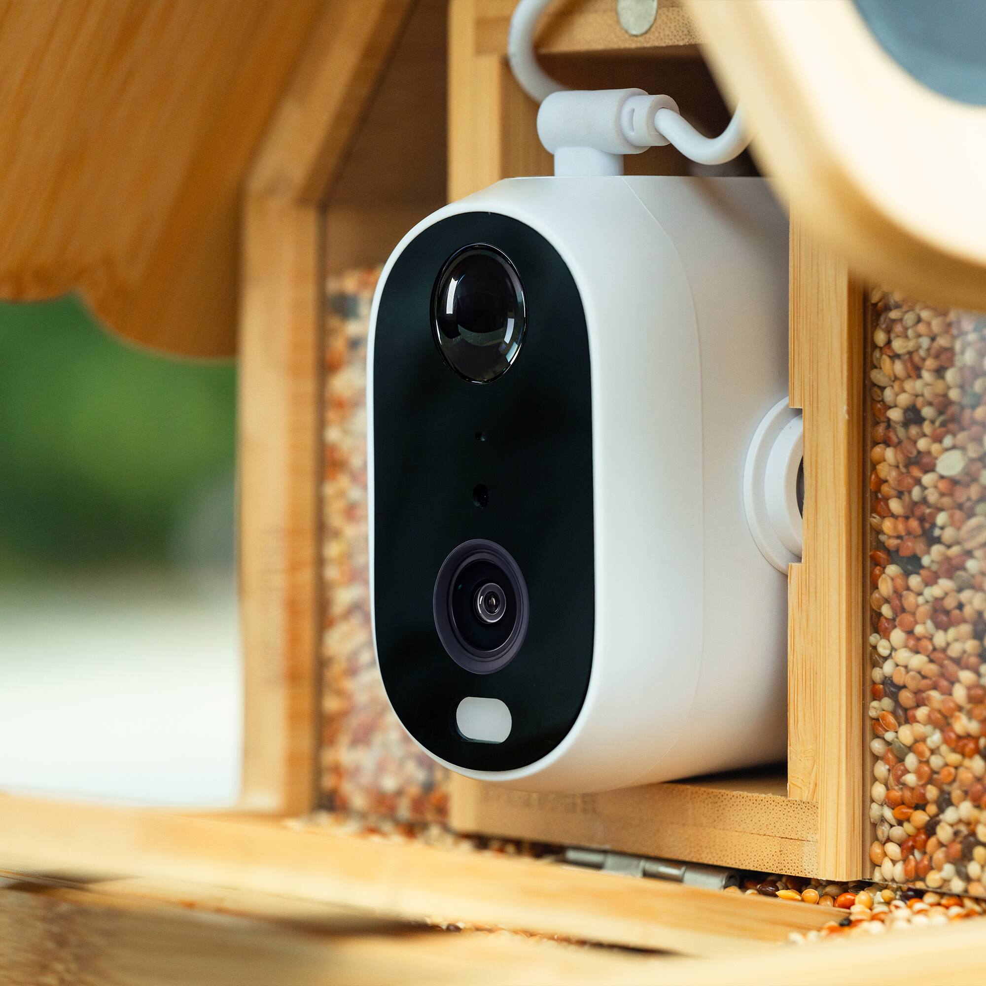 Alt View 8. Parrot Uncle - Bamboo Crafted Smart Wild Bird Feeder with Camera for Outdoor, Solar Power & AI Recognition and Color Night Vision - Wood.