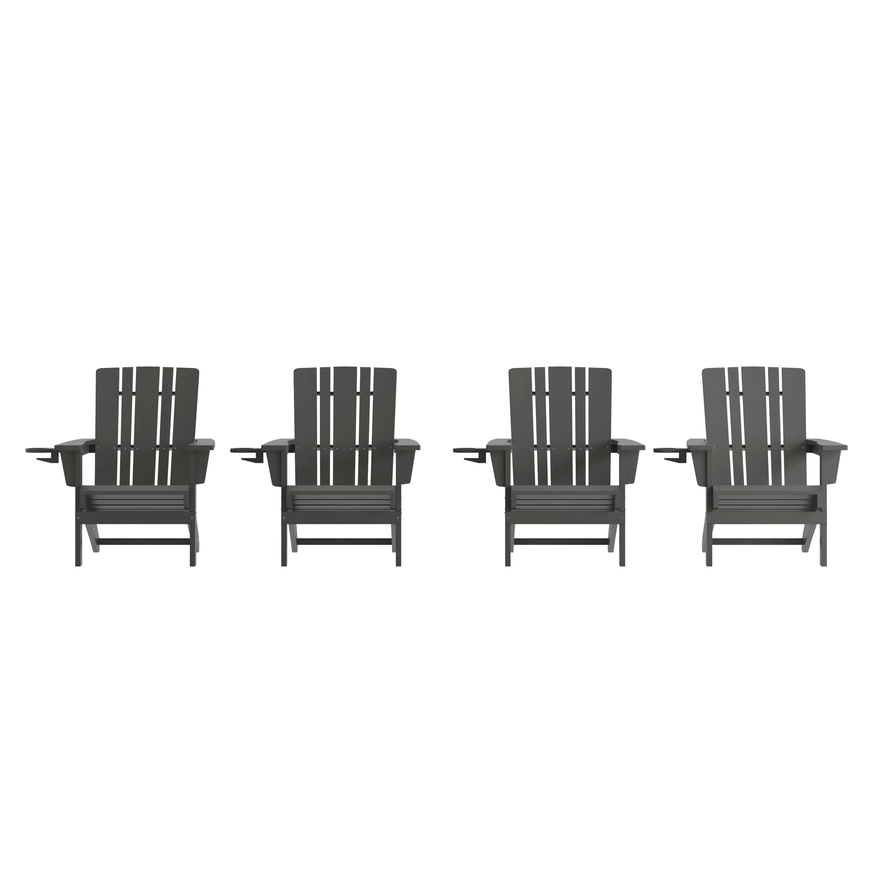 Emma + Oliver - Haley Set of 4 Adirondack Chairs with Cup Holders, Weather Resistant HDPE Adirondack Chairs - Gray price history on PriceWatchPro