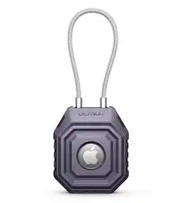 Dexnor - Case for Apple AirTag Holder with Steel Wire Cable, Adventure-Proof Anti-Lost Locking Protective Cover - Phantom Purple