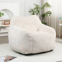GOODSILO - Bean Bag Chair Sofa with Armrests - Stuffed High-Density Foam, Lazy Comfy Seating for Adults in Living Room, Bedroom - White